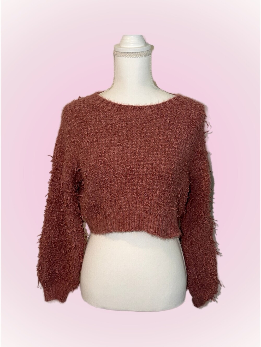 Womens Size Small Altar'd State Knit Cropped Sweater with Fringes